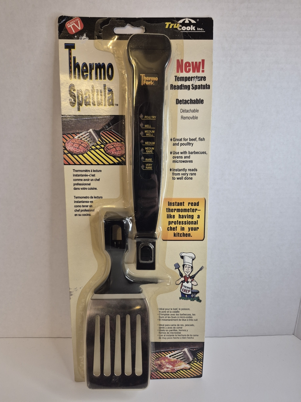 TruCook Thermo Spatula Temperature-Reading Spatula Thermometer Display NOS NIB